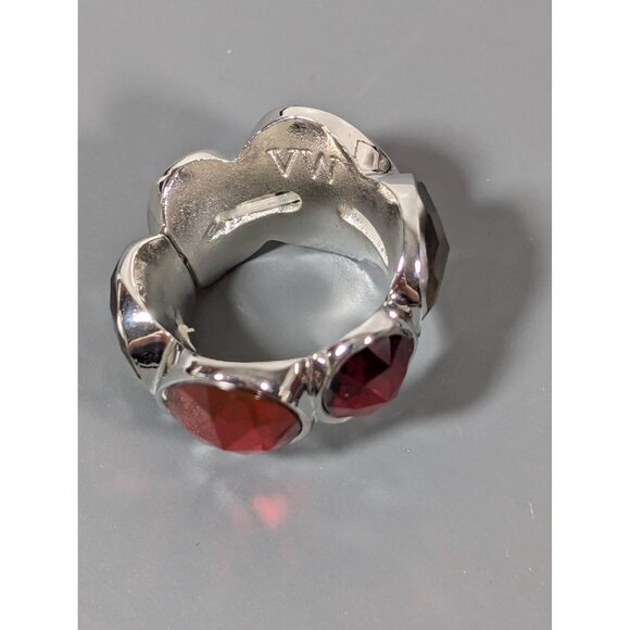 Vera Wang Cocktail Ring Red Pink Green Cabochon Wide Stretch Size 11 - Picture 3 of 8